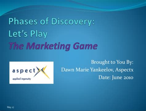 Phases of Discovery: Let's Play The Marketing Game - Aspectx