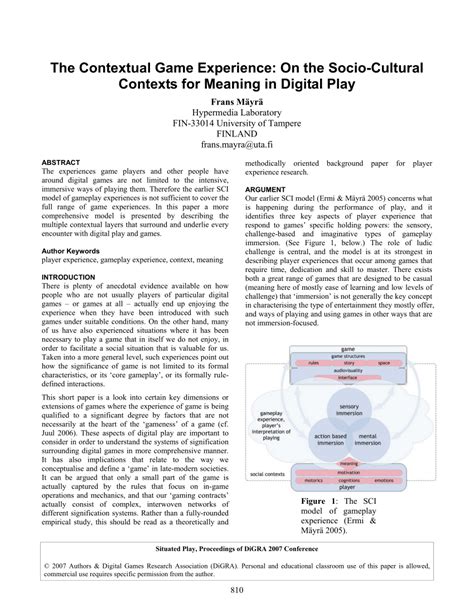 (PDF) The Contextual Game Experience: On the Socio-Cultural Contexts ...