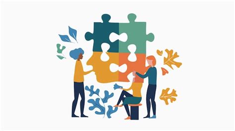 A group of people playing with a puzzle piece | Premium AI-generated vector