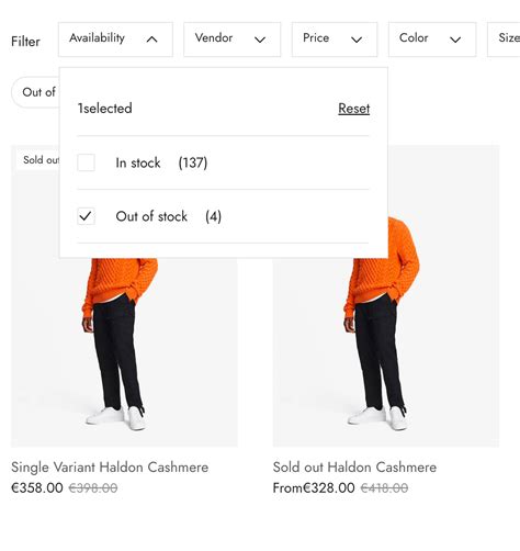 Storefront filtering UX guidelines