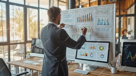 Premium Photo | Businessman analyzing graphs and charts on interactive ...