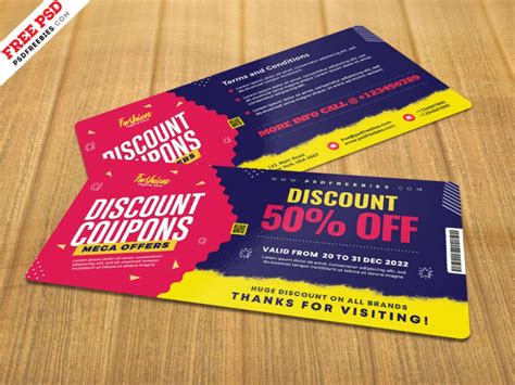 Beautiful Discount Coupons Template PSD | Coupon template, Discount ...