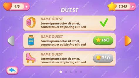 Premium Vector | Quest GUI Kit casual assets for a game mobile a set of ...