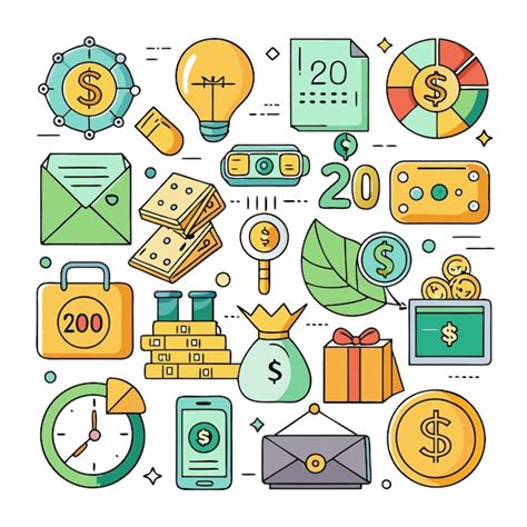 Financial and Business Icon Set Colorful Money Budget and Savings ...