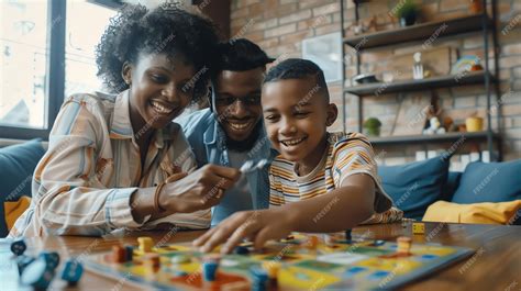 Happy family playing a board game together at home | Premium AI ...