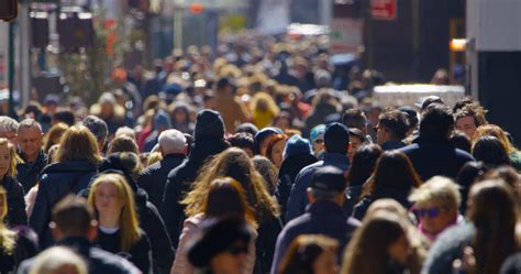 Crowd of people walking street in New York City slow motion Stock ...