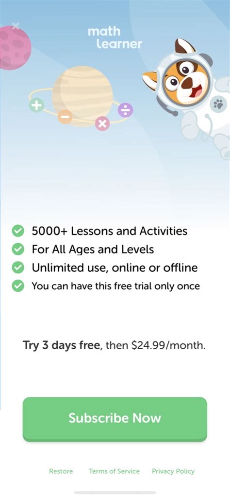 Math Learner: Learning Game — Paywall Screenshot ($200K/mo)