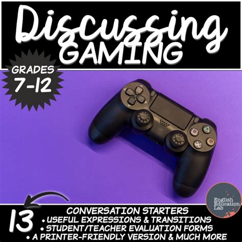 Class Discussions on Gaming- Conversation Starters Package - English ...