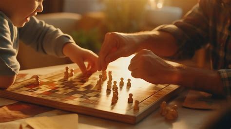 Premium AI Image | Parent and child playing board game at a lovely ...