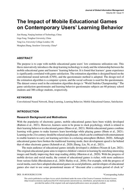 The Impact of Mobile Educational Games on Contemporary Users’ Learning ...