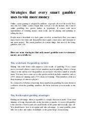 Strategies that every smart gambler uses to win more money