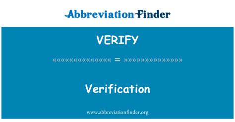 VERIFY stands for Verification | Abbreviation Finder