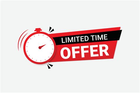 Limited time offer with banner label and clock icon vector illustration ...