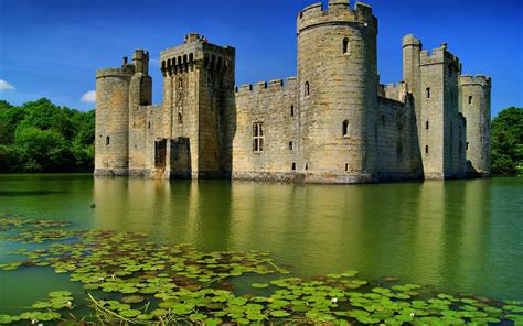 Wallpaper : nature, building, reflection, chateau, moat, water castle ...