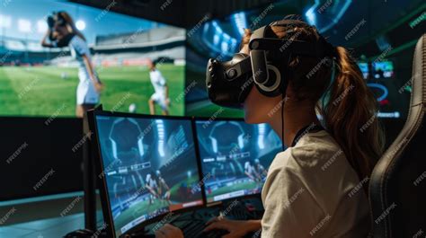 Premium Photo | Young girl engrossed in video game on computer