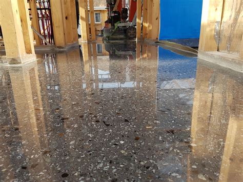 Polished Concrete in Gloss Finish Full Stone Exposure Charcoal coloured ...