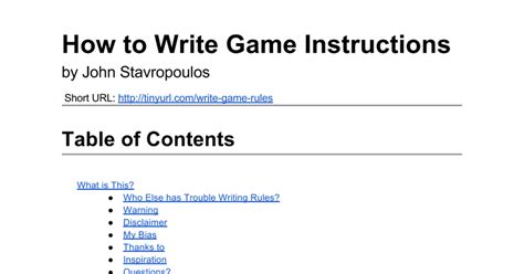 Board Game Instructions Template