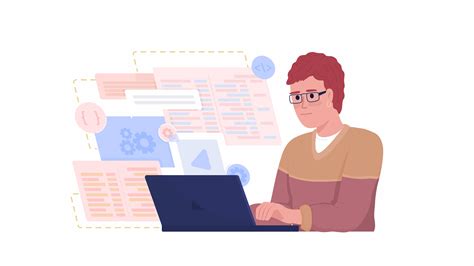 Animated web developer character. Half body flat person 4k video ...