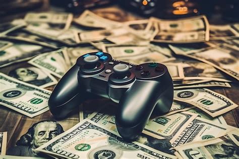 Premium Photo | Video Game Industry Wealth Gamepads Surrounded by Money ...