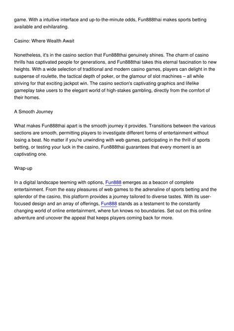 PPT - FromWebGamesToGamblingExcitementTheFascinationOfFun888thai ...