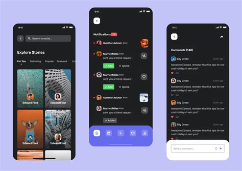 Social media app UI kit for Flutter mobile app by DhiWise