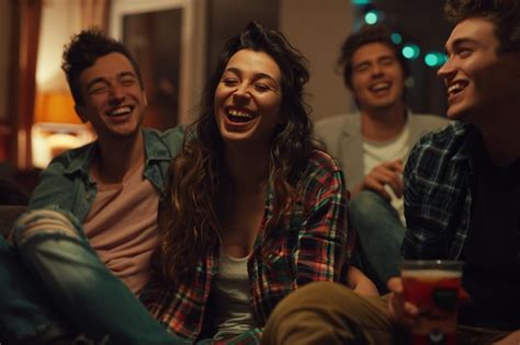 Premium Photo | Friends laughing during a game night