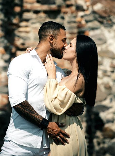 Passionate Sensual Man and Woman Enjoying Exciting Moment of First Kiss ...