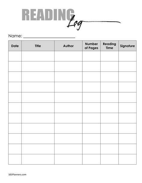 Free Printable Reading Log Template | Bullet Journal &amp; Traditional
