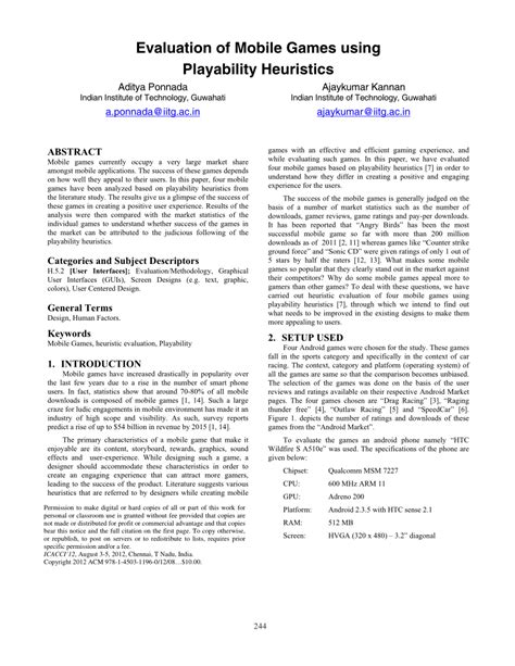 (PDF) Evaluation of mobile games using playability heuristics