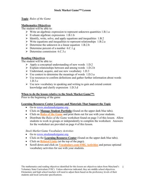 Stock Market Game Lesson: Rules &amp; Activities