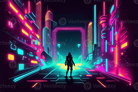 illustration of gaming background, abstract cyberpunk style of gamer ...