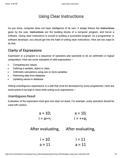 Using Clear Instructions - 2/5/23, 10:35 PM Using Clear Instructions ...