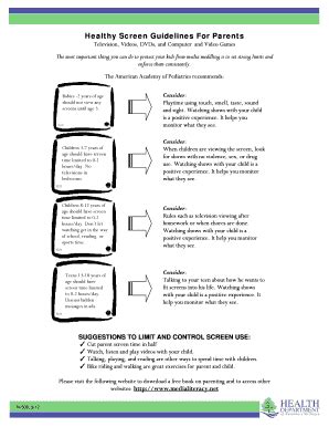 Fillable Online Healthy Screen Guidelines For Parents Fax Email Print ...