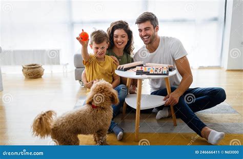 Happy Family Having Fun, Playing Board Game at Home Stock Image - Image ...