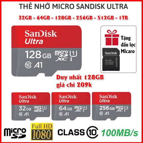 Thẻ Nhớ SD Card 32GB 64GB 128GB 256GB 512GB 100MB s U1 4K Micro SD Cho ...