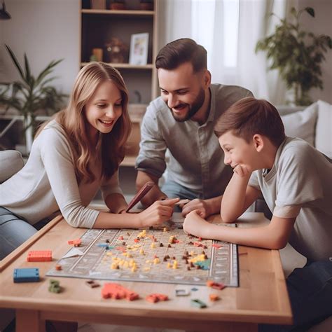 Premium AI Image | Happy family playing board game at home Mother ...