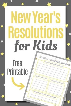New Year's Resolutions for Kids Printable (Free)