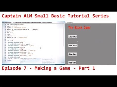 Small Basic Tutorial Episode 7 - Making a Game - Part 1 - YouTube