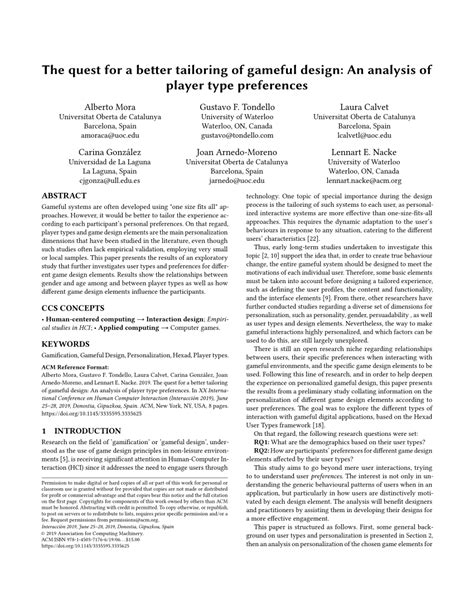 (PDF) The quest for a better tailoring of gameful design: An analysis ...