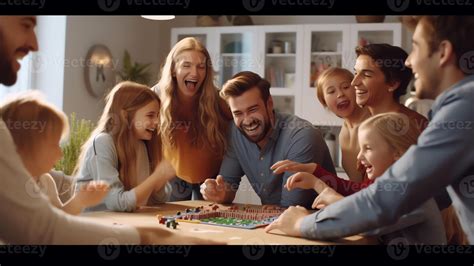 AI Generative Overjoyed young Caucasian family with children have fun ...