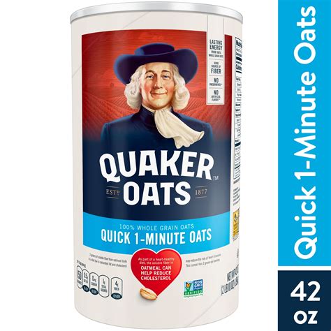 Quaker, Instant Regular Quick 1 Minute Oats, 42 oz Canister - Walmart.com