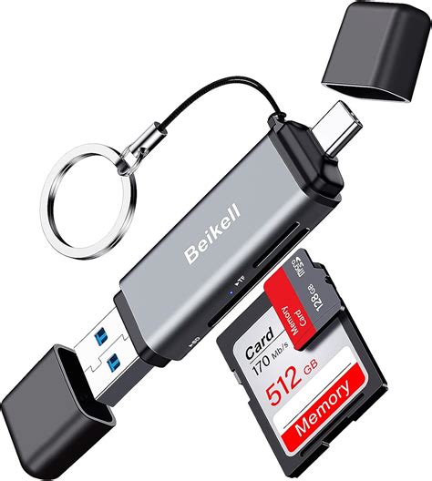Beikell SD Kartenleser, Dual Stecker USB 3.0 &amp; Typ C Kartenlesegerät ...
