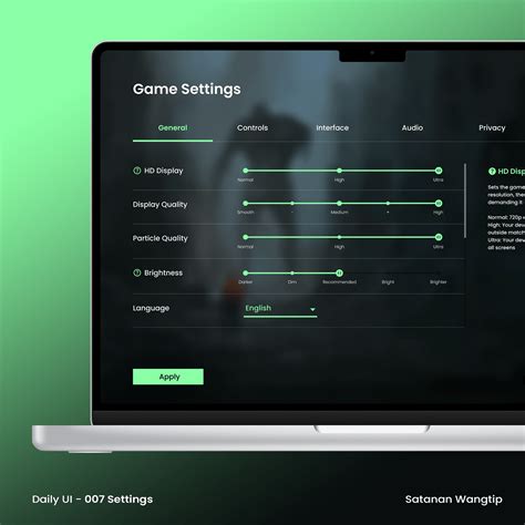 Daily UI - 007 Settings Screen | Game Settings :: Behance