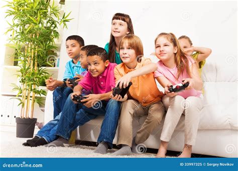 Intense Video Game With Friends Stock Image - Image: 33997325