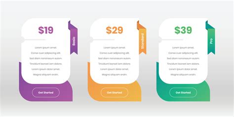 Modern pricing comparison list layout for web interface 23366492 Vector ...