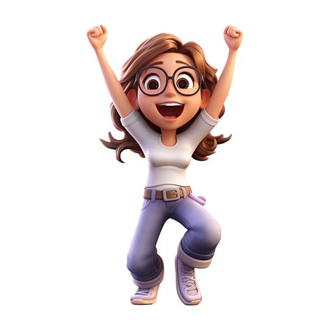 3D happy cartoon girl on transparent background. 24346425 PNG