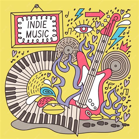 Premium Vector | Hand drawn indie music illustration