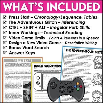 Video Games Reading Activities and Passages by Shelly Rees | TPT