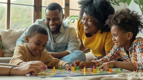 Premium Photo | Happy family playing board game together at home