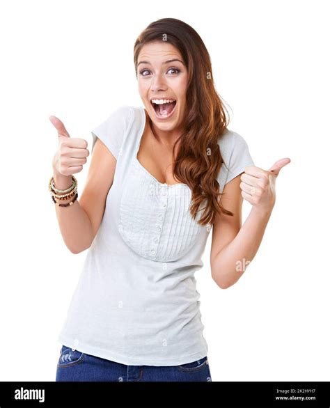 Fantastic. A gorgeous young woman giving an enthusiastic thumb's up ...